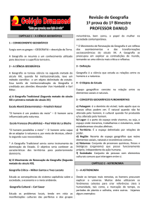 Revisão de Geografia 1ª prova do 1º Bimestre PROFESSOR DANILO