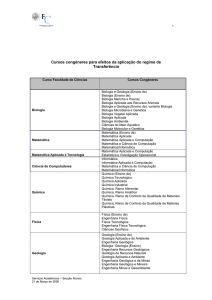 Cursos congéneres para efeitos da aplicação do regime de