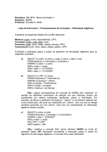 Disciplina: INE 5616 - Banco de Dados II Semestre