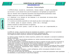 EXERCÍCIOS DE VESTIBULAR www.planetabio.com