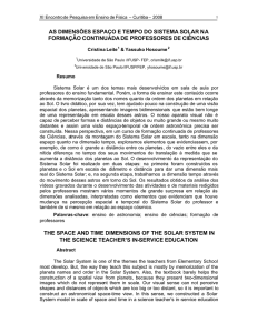 AS DIMENSÕES ESPAÇO E TEMPO DO SISTEMA SOLAR NA