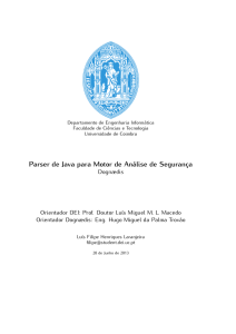 Dissertação de Mestrado, Parser de Java para Motor de Análise de