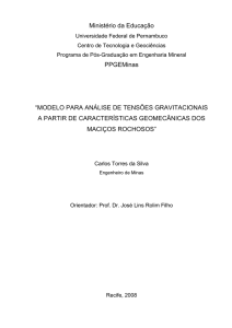 MODELO PARA ANÁLISE DE TENSÕES GRAVITACIONAIS