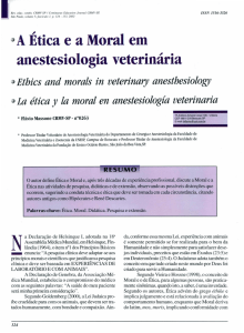 AEtica e a Moral em anestesiologia veterinária