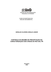 CONTROLE DO REGIME DE PRECIPITAÇÃO NA