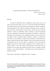 A TRANSITIVIDADE VERBAL E O PAPEL DA PREPOSIÇÃO Mario