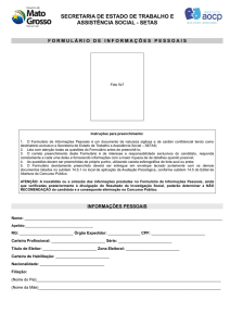 formul&aacute;rio de informa&ccedil;&otilde;es pessoais