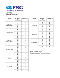 GABARITO Vestibular Extra 2015 1 C 2 A 3 C 4 C 5 E 6 D 7 B 8 C 9