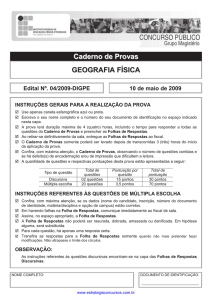 Caderno de Provas GEOGRAFIA FÍSICA Edital Nº. 04/2009