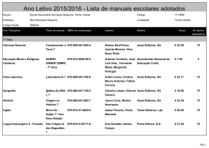 Ano Letivo 2015/2016 - Lista de manuais escolares adotados