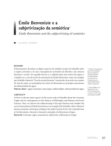 Émile Benveniste e a subjetivização da semiótica1