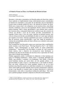 A Primeira Pessoa na Ética e na Filosofia da Direito de Kant