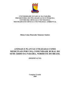 ANIMAIS E PLANTAS UTILIZADAS COMO MEDICINAIS POR UMA