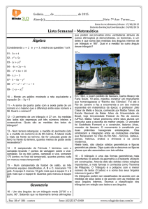 Lista Semanal – Matemática Álgebra Geometria