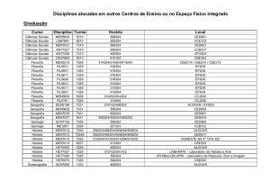 Disciplinas alocadas em outros Centros de Ensino ou no Espaço