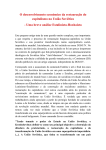 O desenvolvimento económico da restauração do capitalismo na