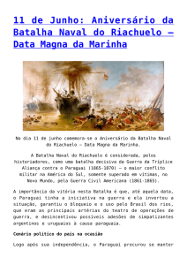 11 de Junho: Aniversário da Batalha Naval do Riachuelo – Data