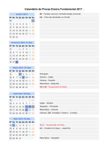 Calendário de Provas Ensino Fundamental 2017