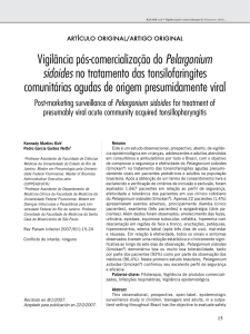 Vigilância pós-comercialização do Pelargonium sidoides no