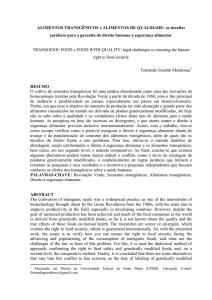 ALIMENTOS TRANSGÊNICOS x ALIMENTOS DE QUALIDADE: os