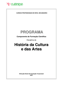 PROGRAMA História da Cultura e das Artes