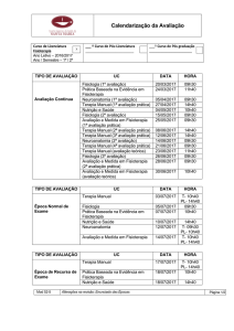 Calendarização da Avaliação - Escola Superior de Saúde de Santa