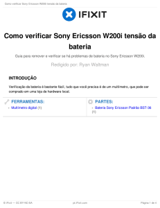 Como verificar Sony Ericsson W200i tensão da bateria