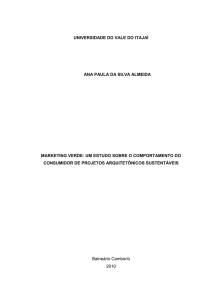 Marketing Verde: um estudo sobre o comportamento do consumidor