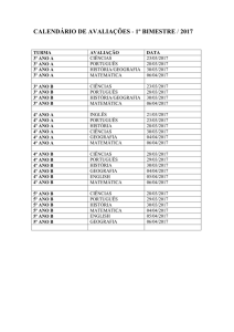 CALENDÁRIO DE AVALIAÇÕES