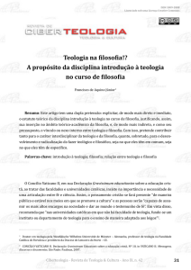 Teologia na filosofia!? A propósito da disciplina