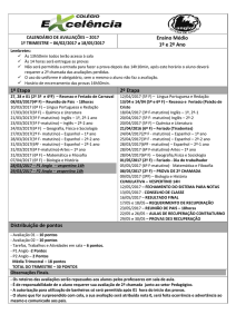 Ensino Médio 1º e 2º Ano 1º Etapa 2º Etapa Distribuição de pontos