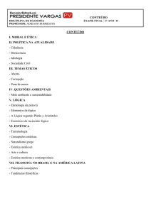 CONTEÚDO CONTEÚDO I. MORAL E ÉTICA II. POLÍTICA NA