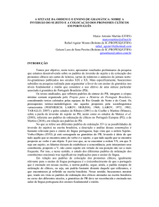 a sintaxe da ordem e o ensino de gramática: sobre a