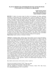 plantas medicinais, fitoterápicos e/ou nutracêuticos utilizados no