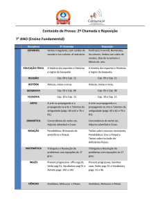 Conteúdo de Provas: 2º Chamada e Reposição 7° ANO (Ensino