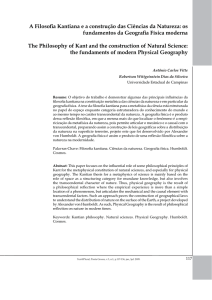 A Filosofia Kantiana e a construção das Ciências da Natureza: os