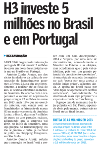 H3 investe 5 milhões no Brasil e em Portugal