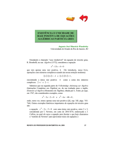 Existencia e unicidade de raiz positiva de equacoes