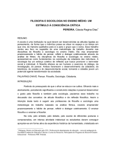 FILOSOFIA E SOCIOLOGIA NO ENSINO MÉDIO: UM ESTÍMULO Á