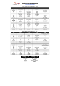 Horário de Provas - 1º Bimestre - Colégio Santo Agostinho