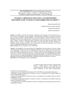 estaria a origem da mecânica nas definições metafísicas de “o peso