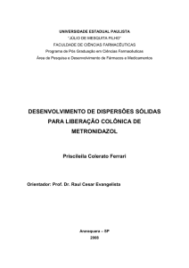 DESENVOLVIMENTO DE DISPERSÕES SÓLIDAS PARA