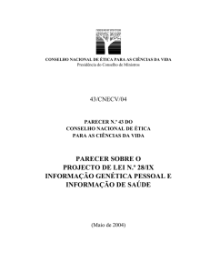 Informação Genética Pessoal e Informação de Saúde