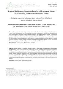 Resposta biológica de plantas de pimentão cultivadas com efluente
