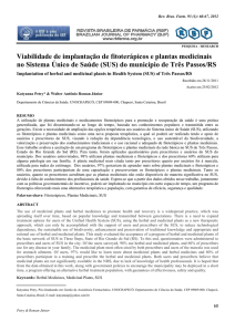 Viabilidade de implantação de fitoterápicos e plantas medicinais no