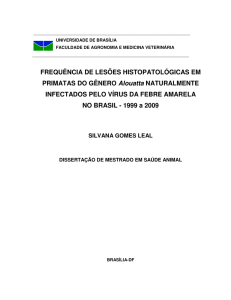 FREQUÊNCIA DE LESÕES HISTOPATOLÓGICAS EM PRIMATAS