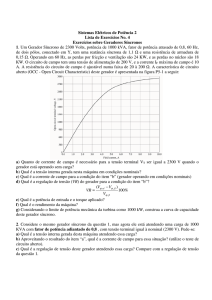 Sistemas Elétricos de Potência 2 Lista de Exercícios No. 4