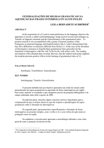 generalizações de regras gramaticais na aquisição das frases