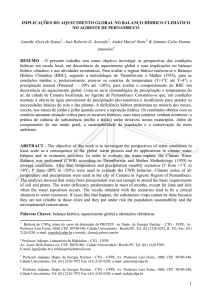 Implicações de possíveis alterações climáticas no balanço hídrico