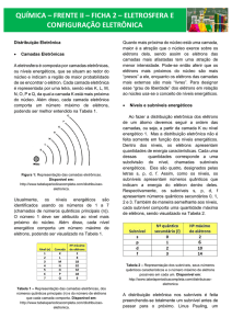 frente ii – ficha 2 – eletrosfera e configuração